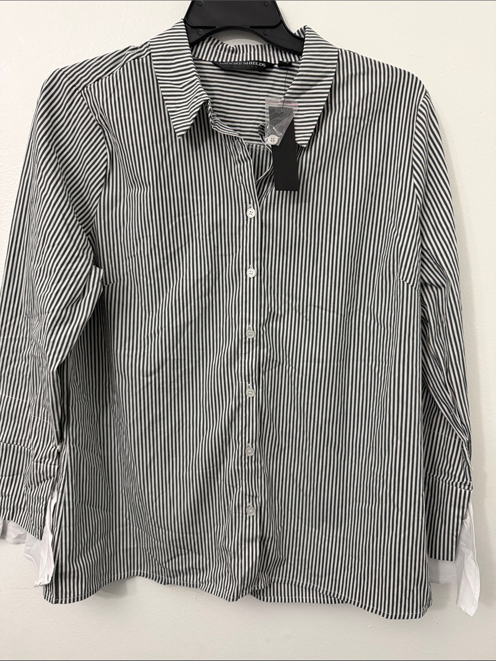 Striped Black & White Button-Down Shirt - Women